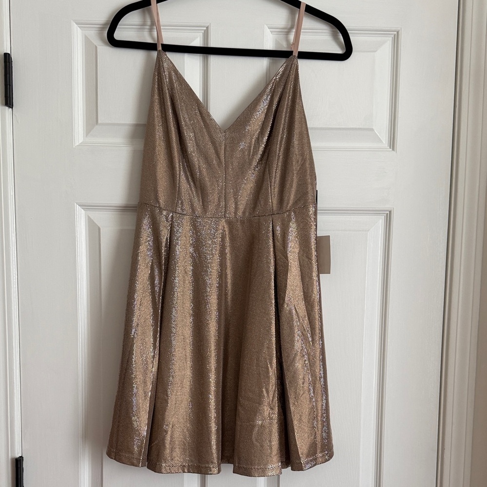 Lulu's Shimmering Gold Mini Dress